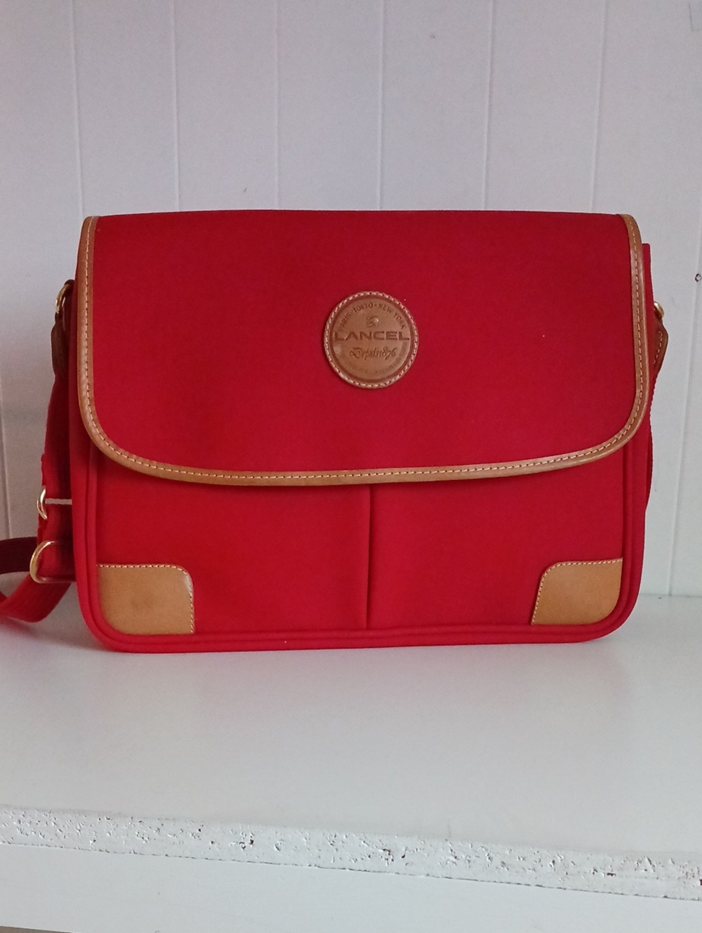 LANCEL RED WITH STRAP VTG BAG